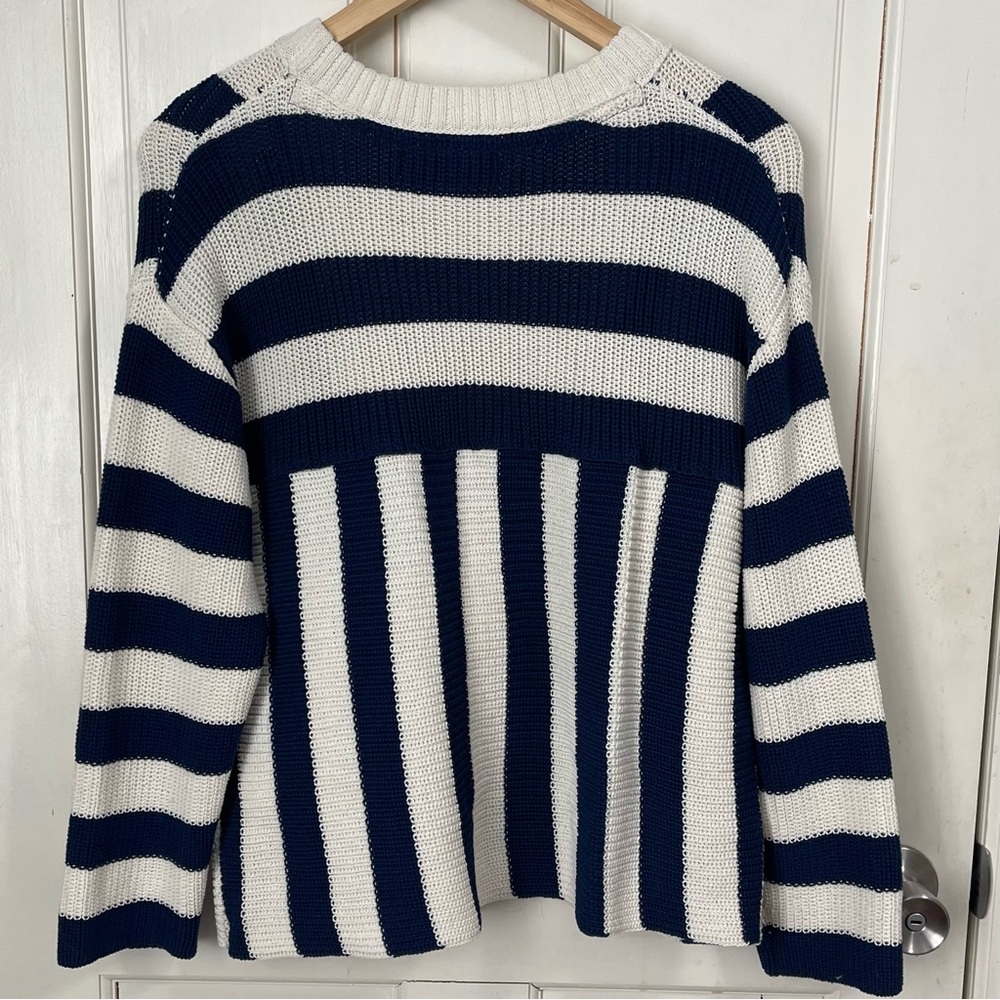 Free People Beach High Tide Cardigan Sweater Cotton Blend Medium Striped Boho - Picture 9 of 9